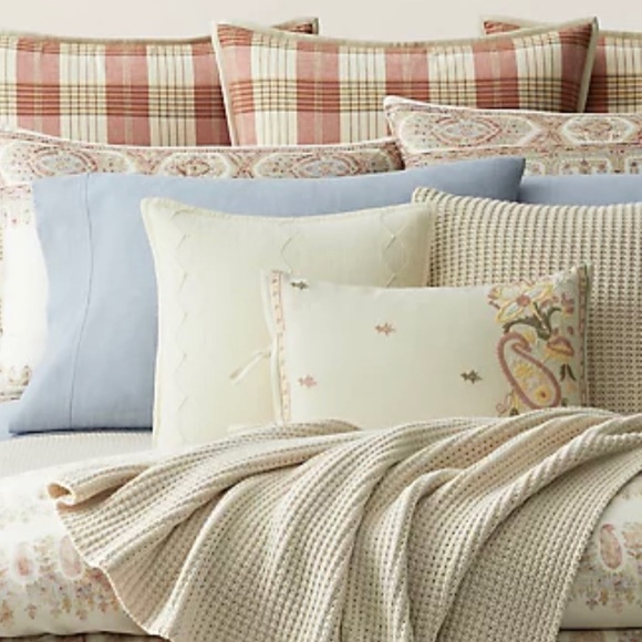 Ralph Lauren Kathryn Embroidered Cream Linen Pillow French Country Style - Picture 7 of 7